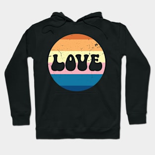 Retro Love Typography On Sunset with Purple Background Hoodie